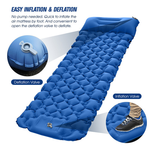 Colchón Inflable, Almohada Para Dormir Y Acampar Con Tapete