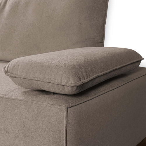 Sofá Living Braço Articulado Deluxe 2,50m Bouclê Bege
