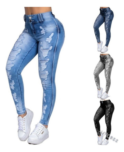 D Jeans De Mujer Pantalones Elásticos Rotos