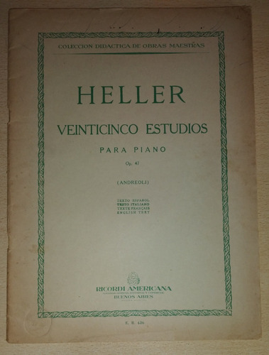 Partitura 25 Estudios Para Piano Op 47 Heller Marzo De 1951