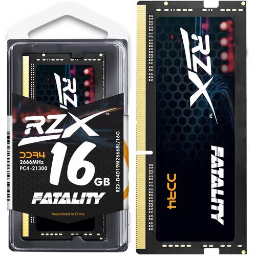 Memória Ram Notebook RZX Gamer Fatality 16gb Ddr4 2666mhz Cl19 1.2v Sodimm