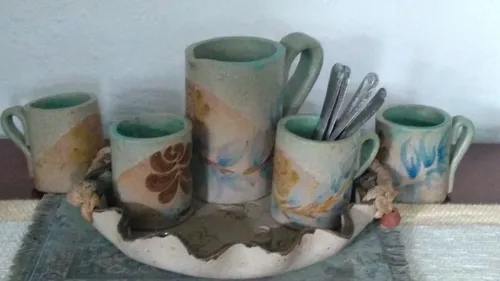 Juego Tazas De Gres Para Café (Usado)