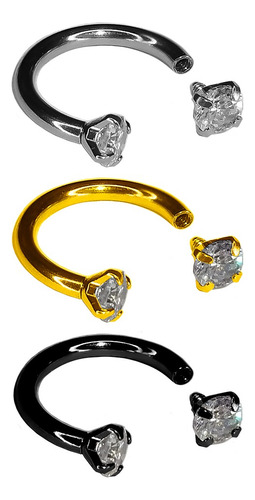 Piercing Septum Cuerda Interna Zirconia 1 Pieza 16g Acero Q
