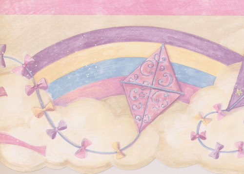 Rollo Papel Pintado Retro Diseño Cometa Nube Color Arcoiris