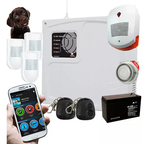 Kit Alarma Casa-3 Sensor Pet-controles-sirenas-batería