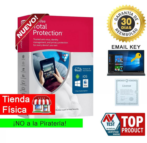 Licencia Mcafee Total Protection 2017 5 Pc X 1 Año