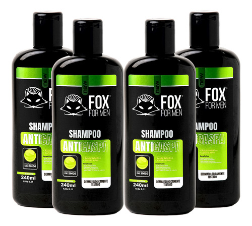 Shampoo Anti-caspa 240ml - Fox For Men - 4 Unidades