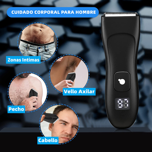 Barbeador elétrico completo, barbeador de barba, aparador corporal recarregável, área íntima, cabelo, cabelo, pernas, corpo, Ipx7, à prova d'água, máquina de barbear, cor preta B-0564bk