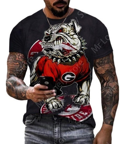 Men Verano American Bulldog Camiseta 3d Impreso Moda