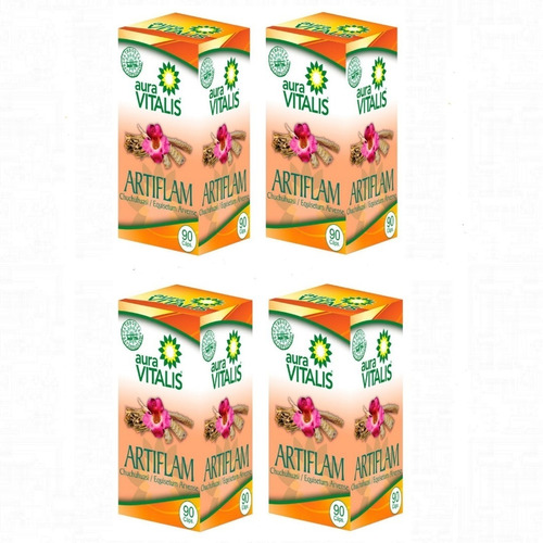 Pack 4 Artiflam 90 Caps C/u Curcuma Sauce Blanco Chuchuhuasi