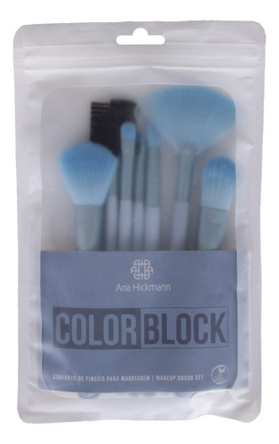  Ana Hickmann Kit Pincéis de Maquiagem 7 pincéis azules