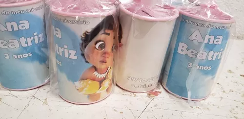 15 Long Drink Rosa Bebê Personalizado - Moana Disney