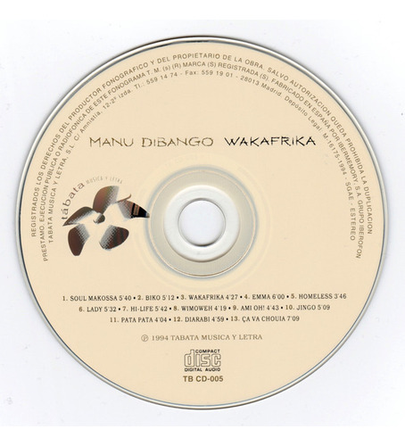 Cd Wakafrika (manu Dibango) Estándar