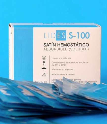 Gasa hemostática autoadhesiva Lides S-100 de 4cm x 8cm x 20u