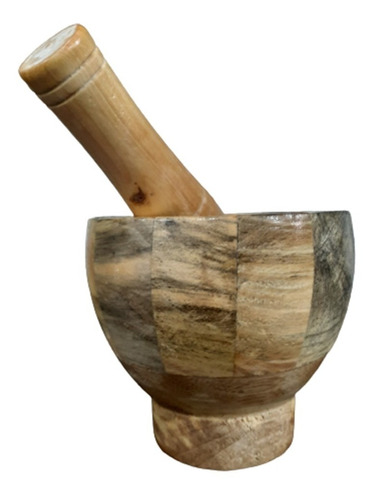 Mortero De Madera Y Pilón Machacador De Bambú 11cm