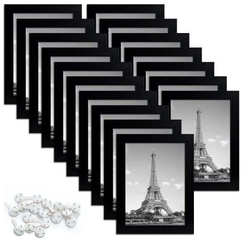 Portarretratos Con Cristal 17 Piezas Color Negro