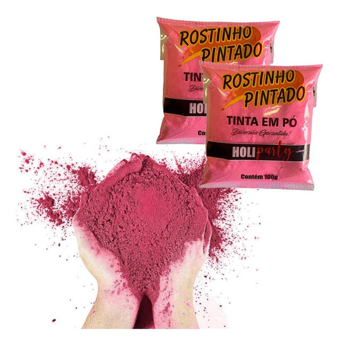 Pó Colorido Holi Neon Chá Revelação Rosa C/ 2 Imediato