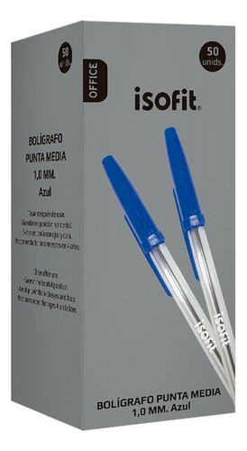 Bolígrafo Isofit Punta Media 1mm Caja 50 Unid.