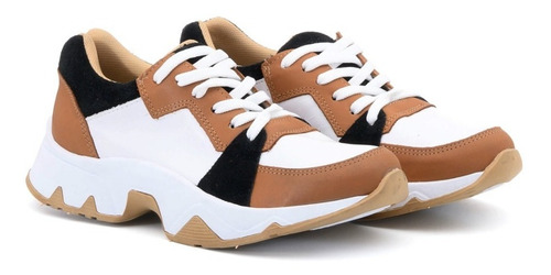 Imagen 2 de 6 de Zapatillas De Cuero Urbanas Base Plataforma Mujer