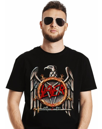 Polera Slayer Aguila Gris Metal Impresión Directa