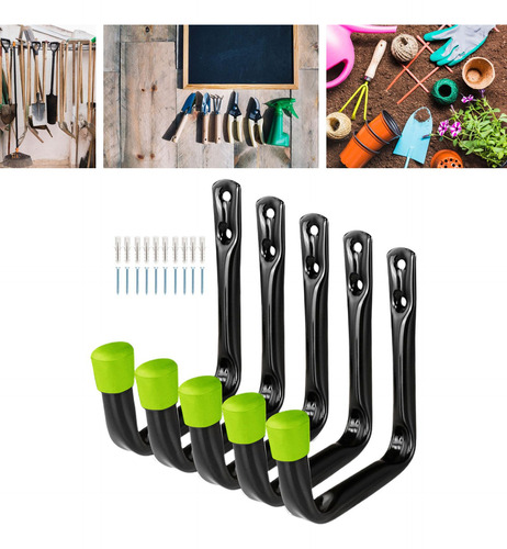 5x Ganchos De Garaje Resistentes, Ganchos De Utilidad, Verde