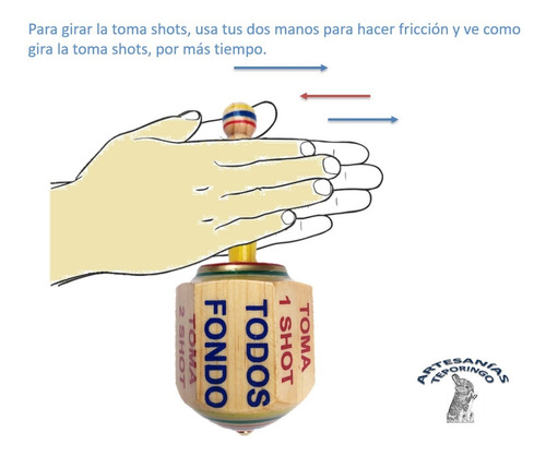 Imagen 4 de 4 de Pirinola Toma Shots Extra Grandes De Madera, Juego De Mesa.
