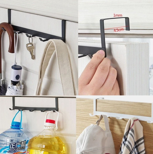Perchero Para Puerta Acero Inox Gancho X5 Colgante