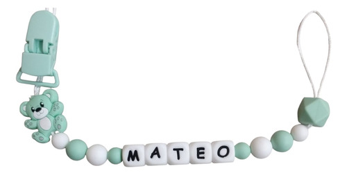 Portachupetes Personalizados De Silicona Osito Verde