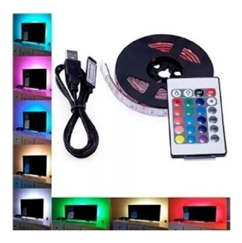 Tira Luz Led Rgb Usb 2m Tv Pc Gamer Control Remoto 16 Color 