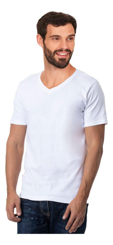Camiseta Cotton Rib Manga Corta Cuello En V