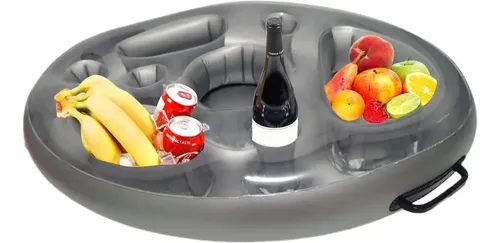 Soporte Flotante Para Bebidas De Piscina – Bandeja Inflable Con 9 Agujeros, Plegable, Con Bomba, Ideal Para Playa, Terraza Y Viajes