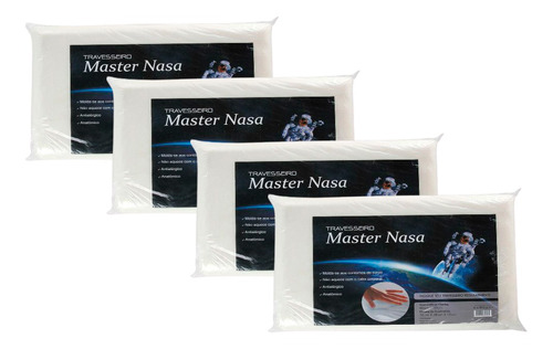 Kit Travesseiro Master Nasa 4 Peças Antialérgico Toque Macio