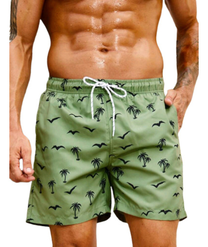 Traje De Baño Verde Short Para Hombre Nuevo Talla Grande 