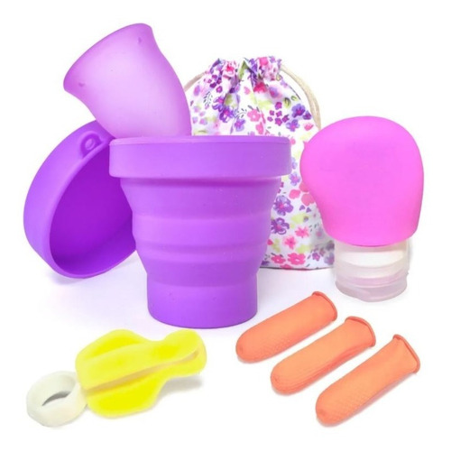 Set De Copas Menstruales Para Colicos + 1 Copa Menstrual Ext Color Variado