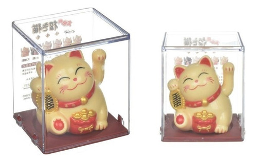 Maneki Neko Mini Gato De La Fortuna Beige Color Crema