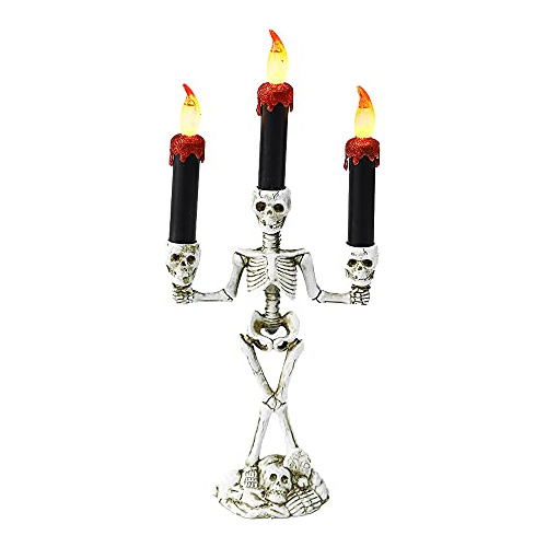 Led Halloween Candelabra Triple Esqueleto Porta Velas 56xt4