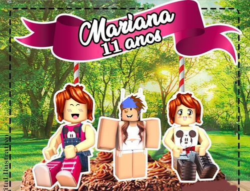 Topo De Bolo Topper De Bolo Pronto No Palito Roblox Menina