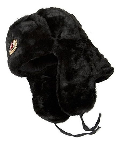 Sombrero Ruso Ushanka Black-57 Soldado Del Ejército