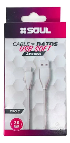 Cable Usb Tipo C Rápido 2 Mts Para Samsung S8 S9 S10 S20 S21