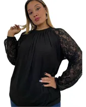 Comprar Blusa De Modal Con Encaje Talle Grande Y Especial