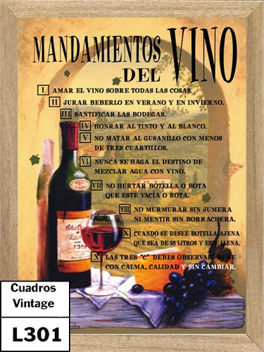 Frases Vinos Bebidas Cuadros Posters  Carteles  L301