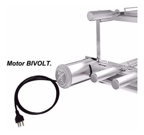 Gira Grill Churrasqueira Inox 5 Espetos + 3 Grelhas + Brinde