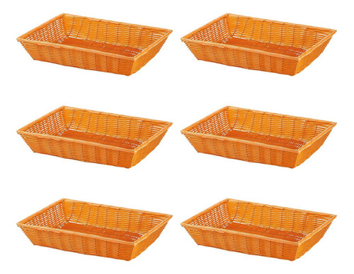 Qw 6 Peças Cestas De Pão Imitação Rattan Cestas 30x20x7cm