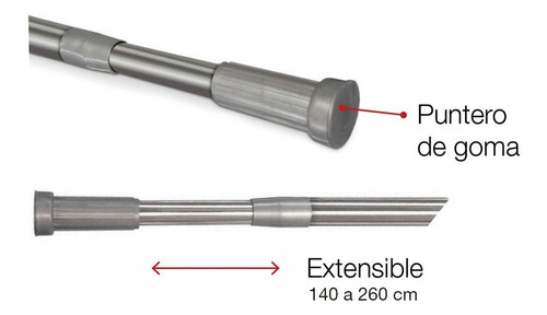 Barrote Para Cortina De Baño Ducha Extensible Acero Inox.