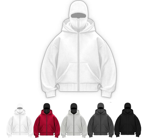 Sudadera Con Capucha Y Cremallera, Pasamontañas Con Capucha