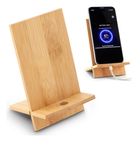 Soporte Para Móviles Eco Bamboo Orificio Para Cable Celular