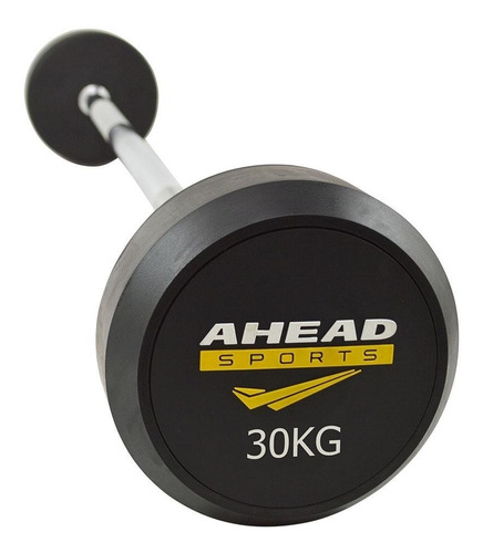 Barra Reta Montada 30 Kg As3009 Ahead Sports Preto E Amarelo