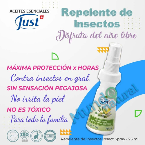 Imagen 2 de 7 de Insect Spray Natural Swiss Just Original Envío Gratis