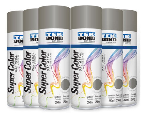 Spray Tek Bond Platina Uso Geral Supercolor 350ml Emb. C/ 06