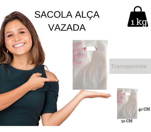 Sacola Boca De Palhaço -1 Kg Cor TRANSPARENTE 30x40
